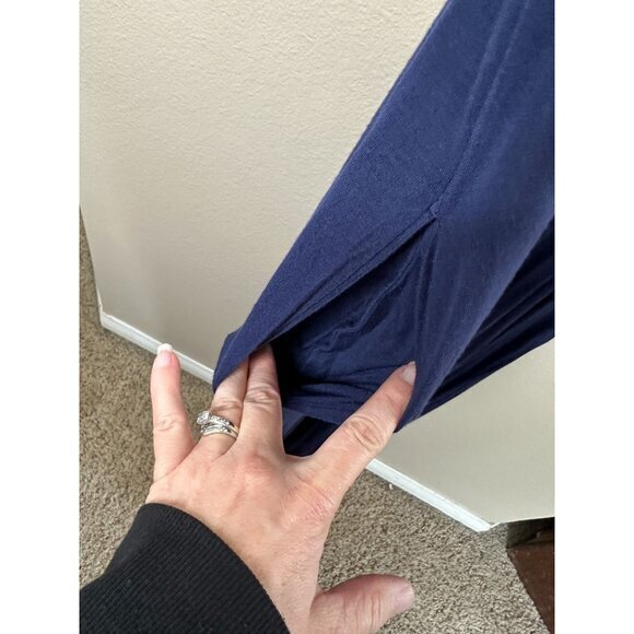 Womens Navy Blue Maxi Dress Small short‎ sleeve rayon pullover round neck - Picture 3 of 8